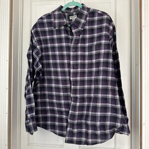 St Johns Bay Iron Free Mens 2XL XXL Button Down Long Sleeve Plaid Purple